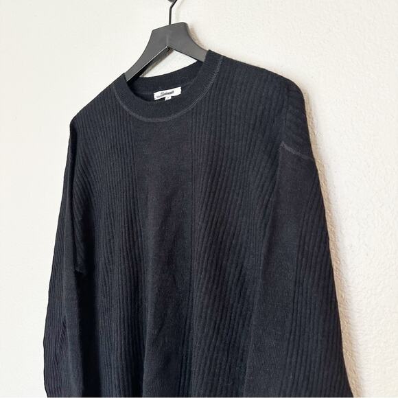 Madewell Sweater Womens Ribbed Alpaca-Blend Crewneck‎ Black Oversized M NEW - Picture 4 of 10